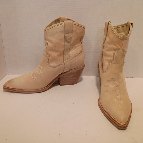 DOLCE VITA "Nashe" Women's Size 8.5 Vanilla Nubuck Western-Style Ankle Booties - Picture 2 of 12